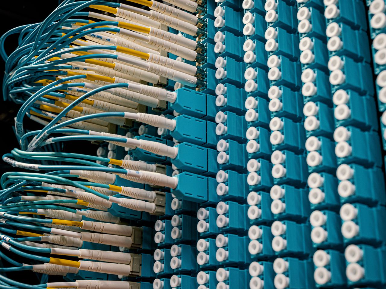 Fibre patch panel with aqua patch cords